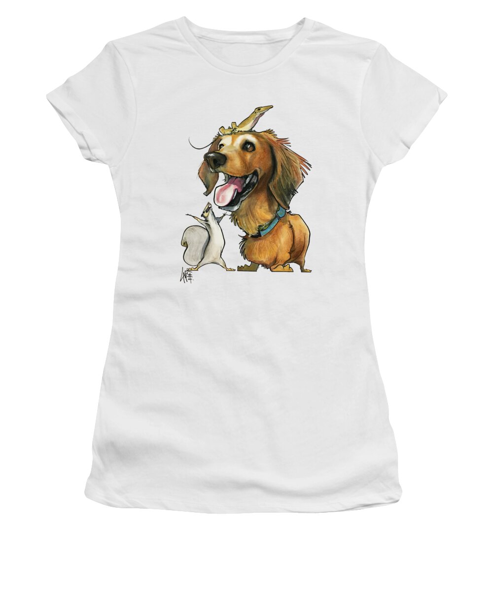 Pet Portrait Women's T-Shirt featuring the drawing Boyle 7-1107 by Canine Caricatures By John LaFree