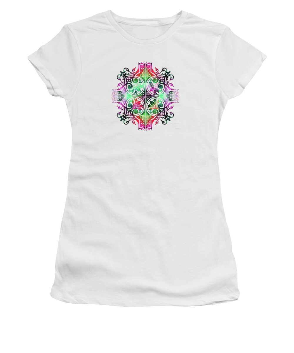 Mandala Women's T-Shirt featuring the painting Bright Pattern Art - Color Fusion Design 9 By Sharon Cummings by Sharon Cummings