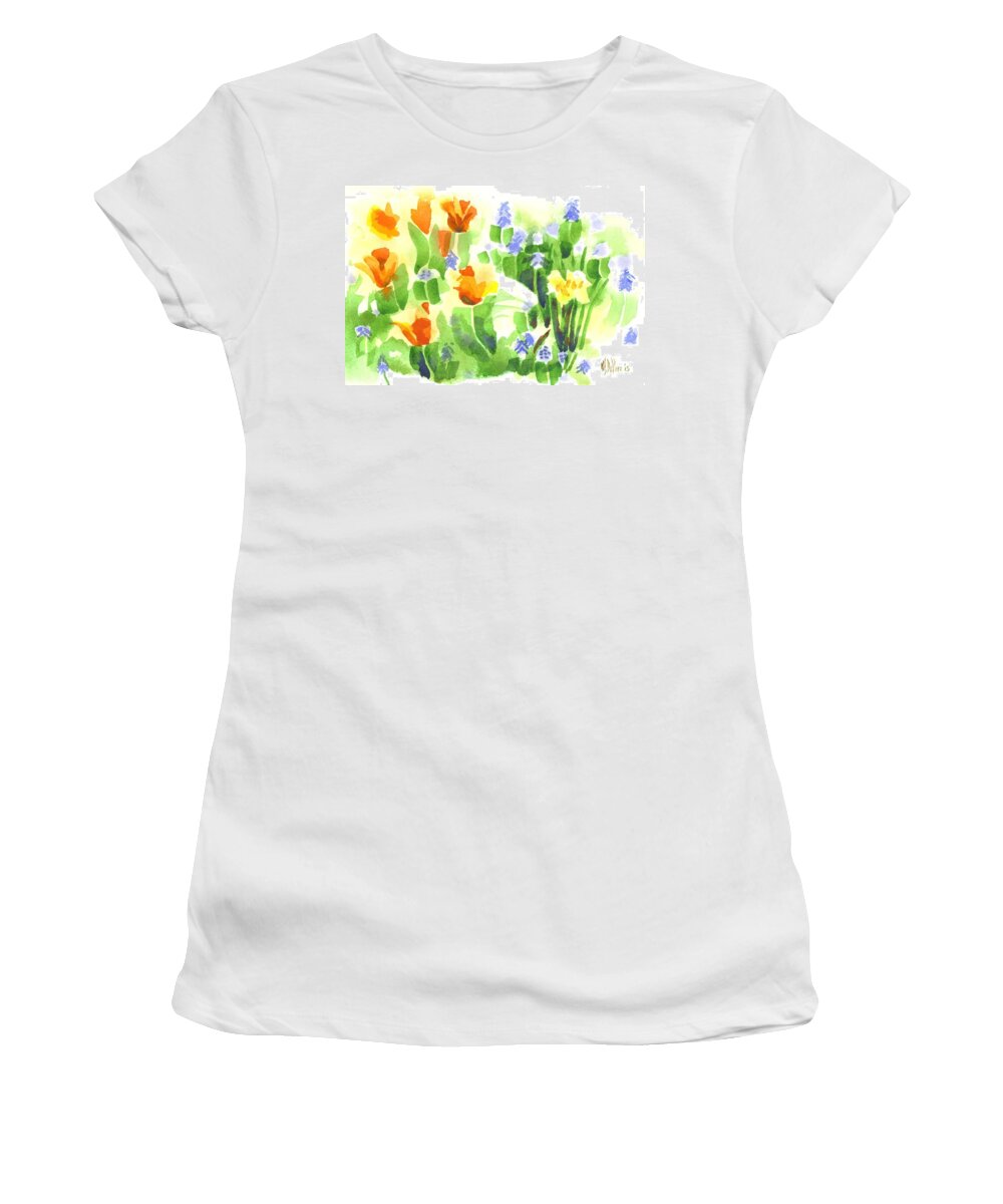Brightly April Flowers Women's T-Shirt featuring the painting Brightly April Flowers by Kip DeVore