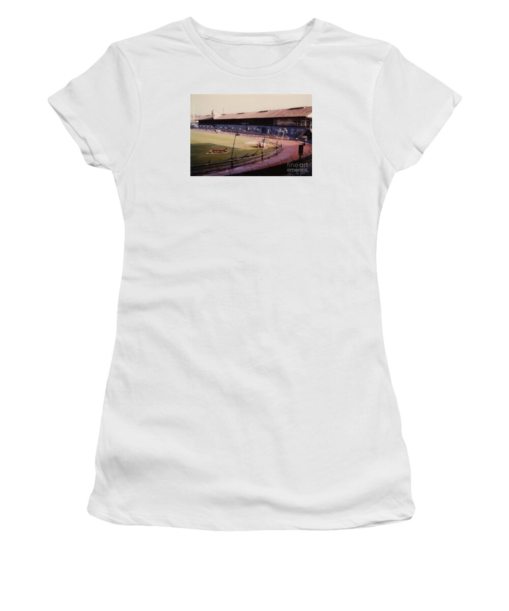  Women's T-Shirt featuring the photograph Bristol Rovers - Eastville Stadium - South Stand 2 - 1970s by Legendary Football Grounds