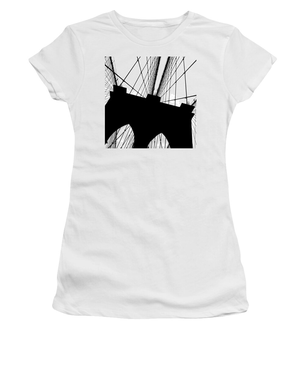 Brooklyn Bridge Women's T-Shirt featuring the photograph Brooklyn Bridge Architectural View by Az Jackson