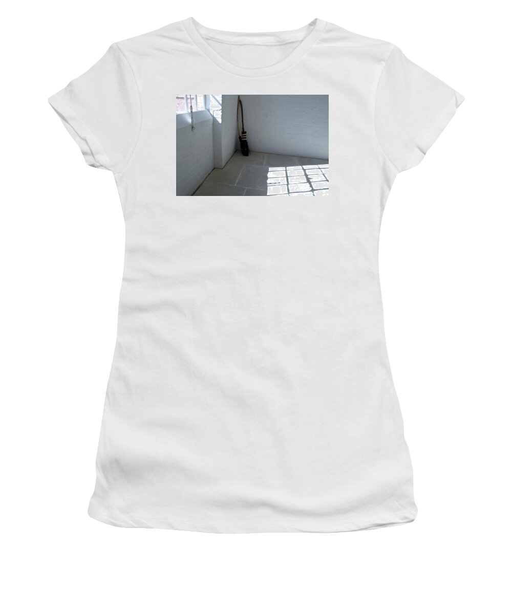 Broom Women's T-Shirt featuring the photograph Broom in a corner. by Elena Perelman