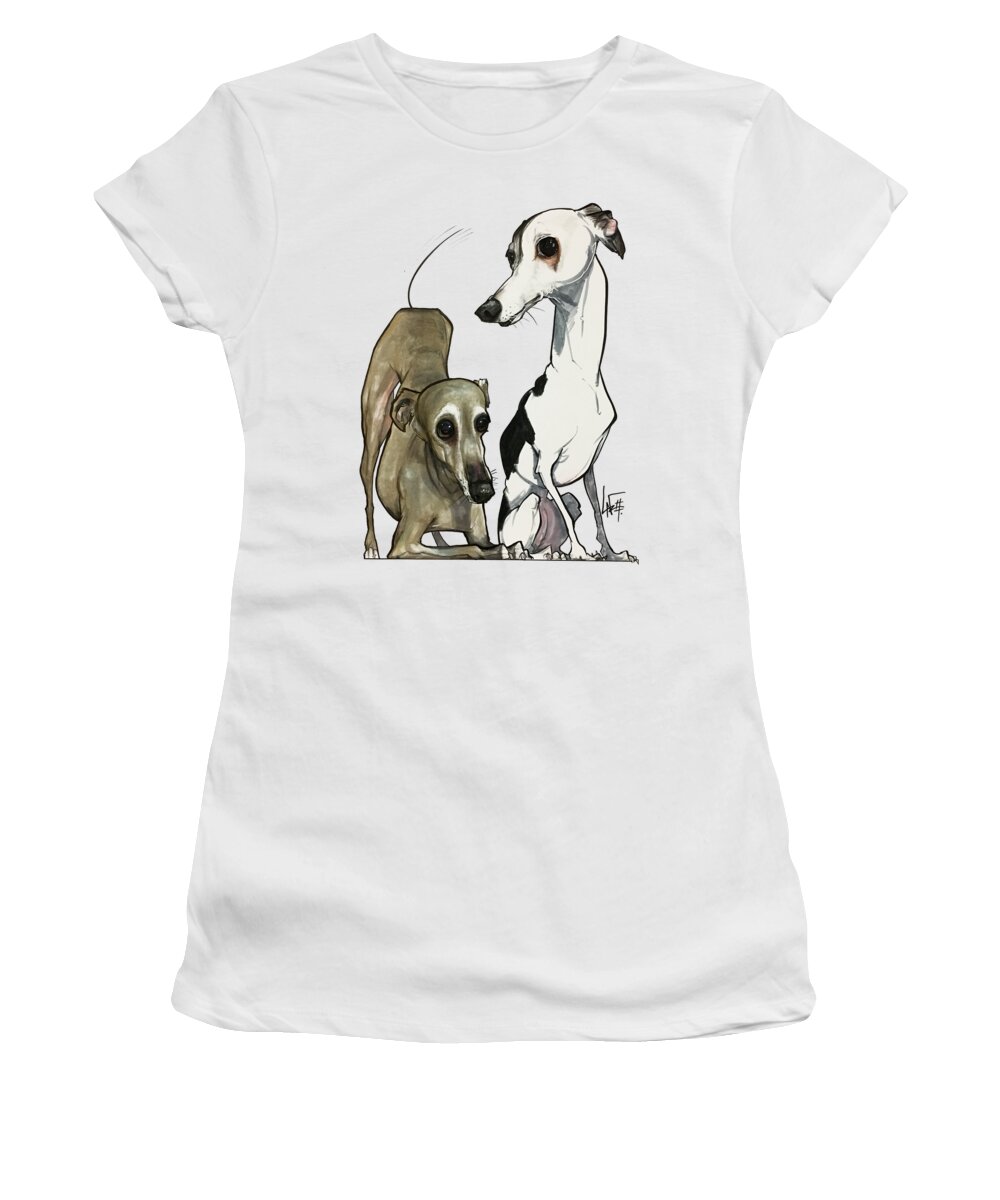 Pet Portrait Women's T-Shirt featuring the drawing Brown 7-1512 by Canine Caricatures By John LaFree