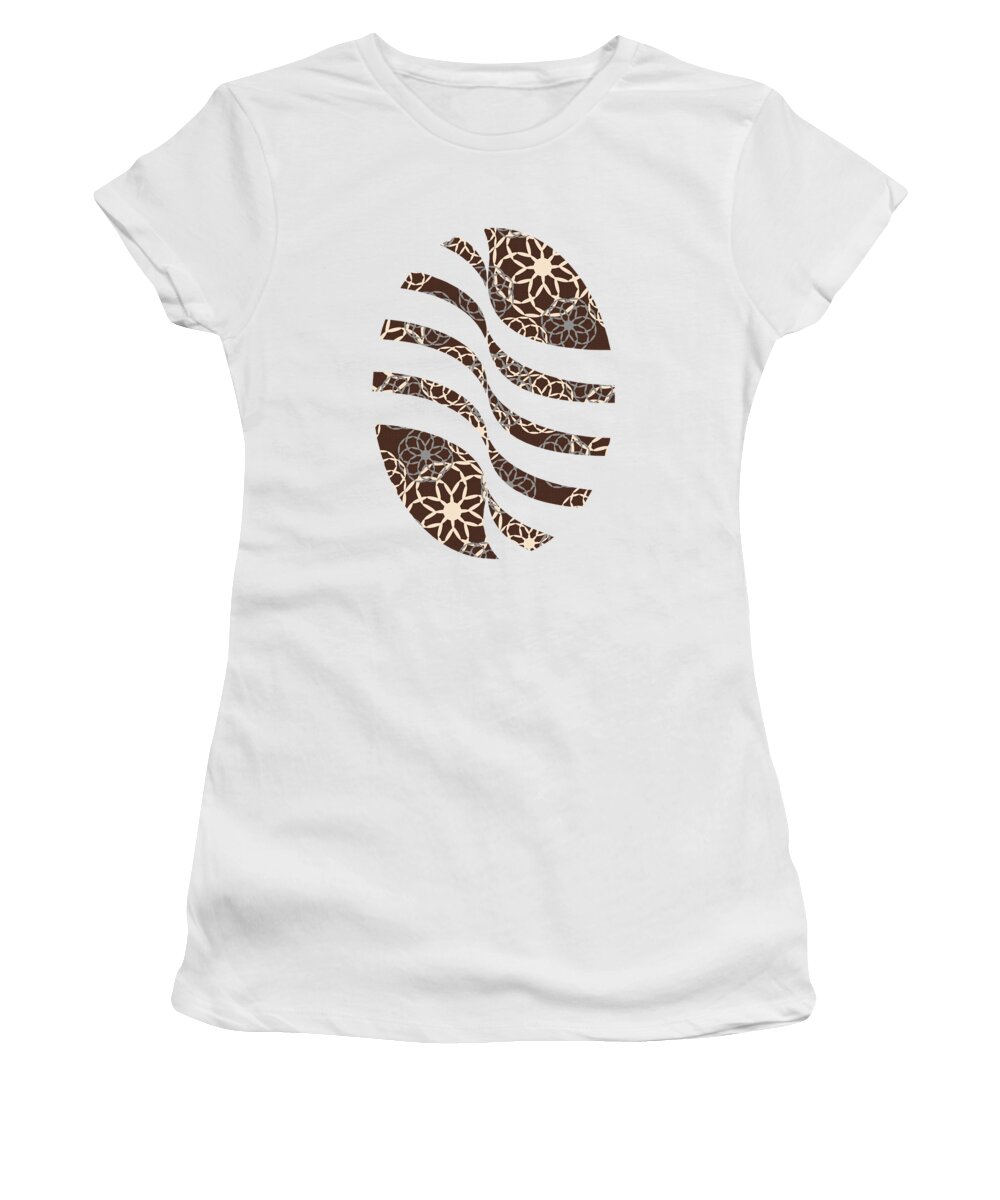 Brown Women's T-Shirt featuring the mixed media Brown and Silver Floral Pattern by Christina Rollo