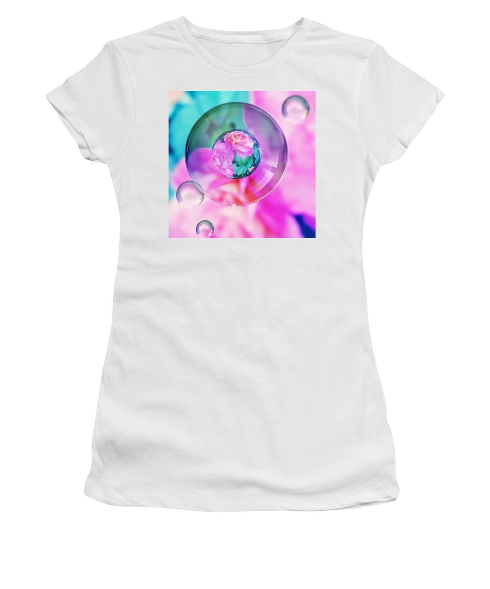Bubble Roses Women's T-Shirt featuring the photograph Bubble Roses by Anna Porter