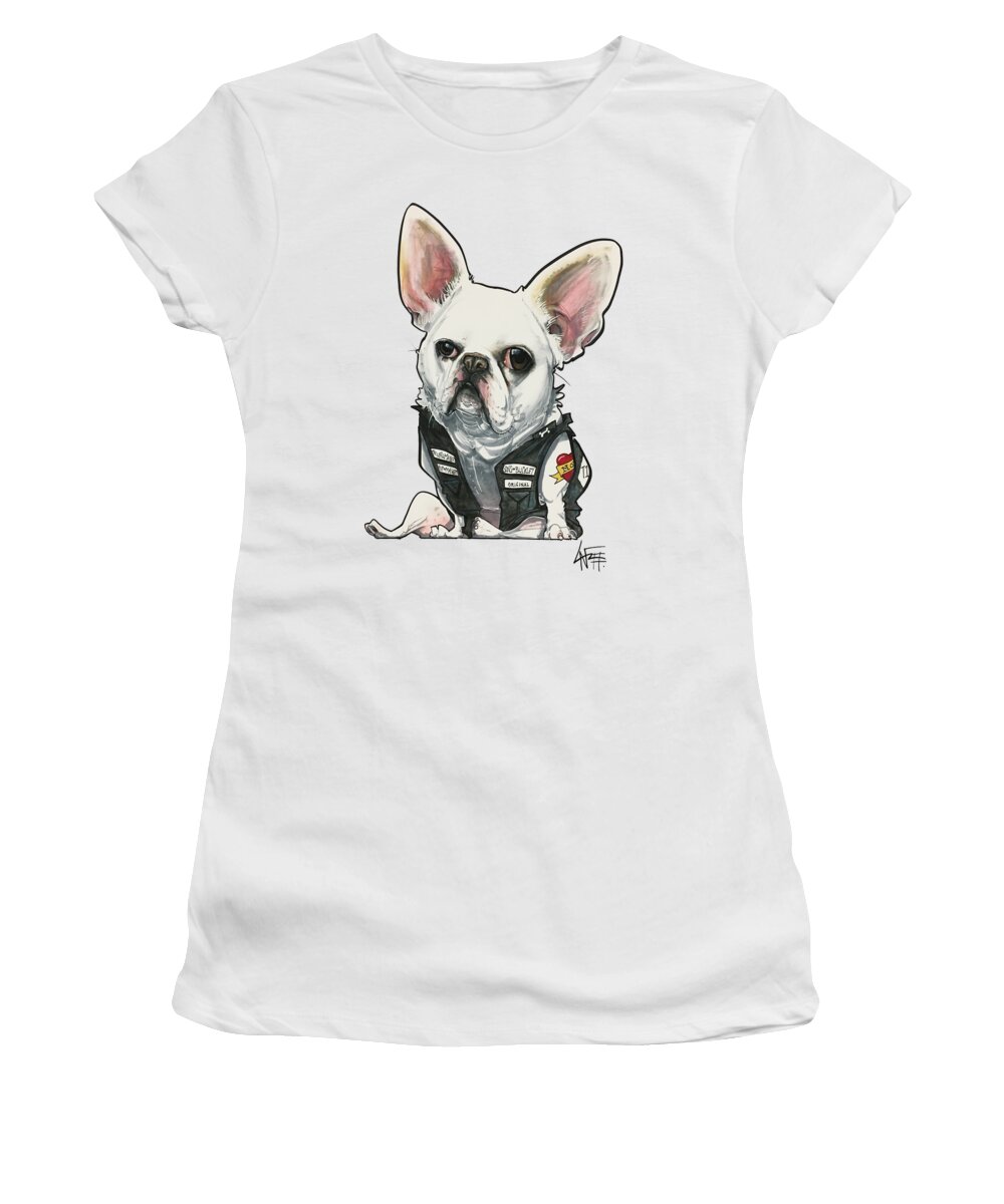 Pet Portrait Women's T-Shirt featuring the drawing Buckley 3392 STANLEY by Canine Caricatures By John LaFree