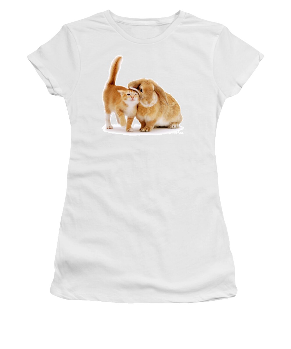 Kitten Women's T-Shirt featuring the photograph Bunny Rubbing by Warren Photographic
