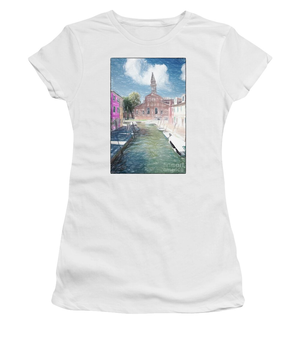  Women's T-Shirt featuring the photograph Burano Sketch I by Jack Torcello