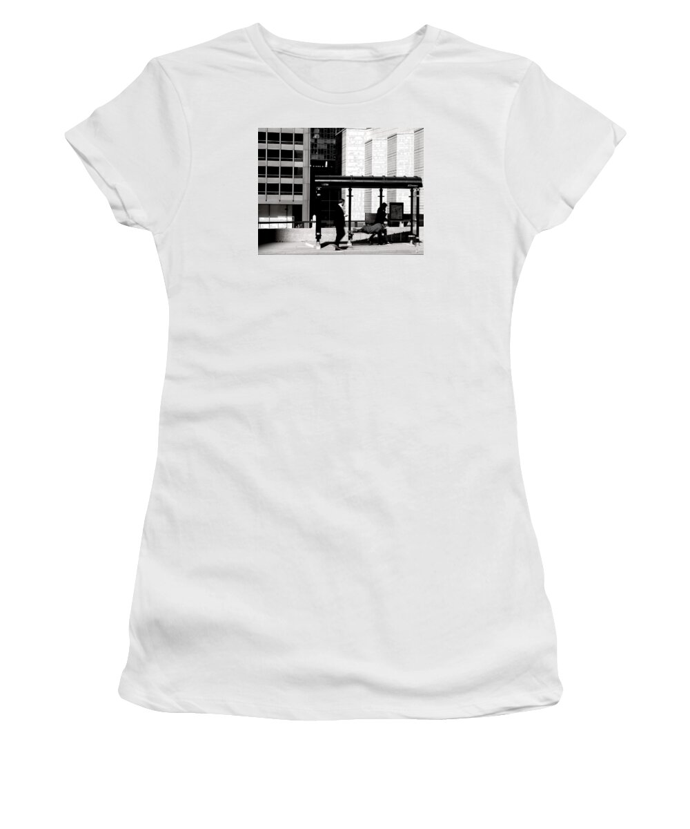 People Women's T-Shirt featuring the photograph Bus Stop by Kevin Duke