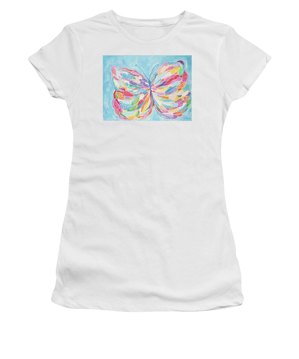 Butterfly Women's T-Shirt featuring the painting Butterfly by Beth Ann Scott