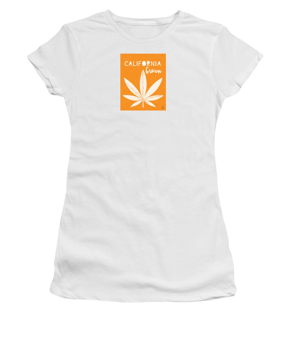 California Women's T-Shirt featuring the digital art California Grown Cannabis Orange- Art by Linda Woods by Linda Woods