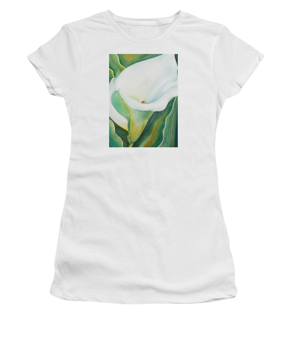 Flower Women's T-Shirt featuring the painting Calla Lily by Ruth Kamenev