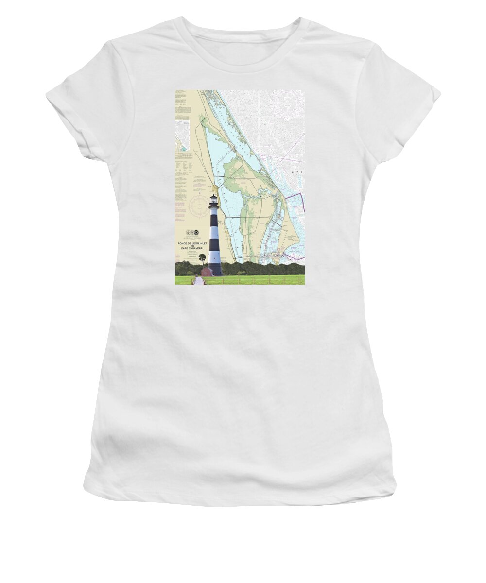 13740 Women's T-Shirt featuring the photograph Cape Lighthouse on Chart by Gordon Elwell