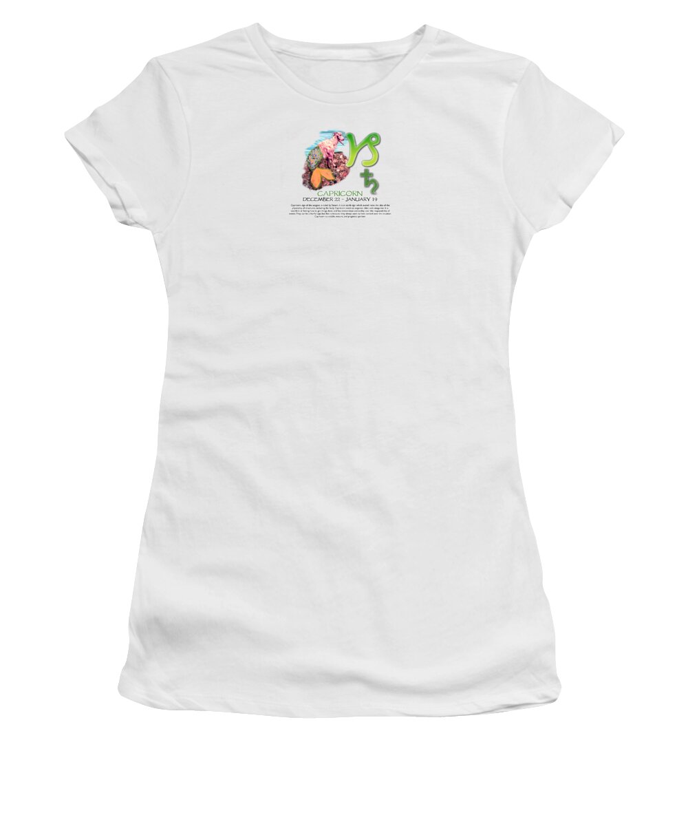 Capricorn Women's T-Shirt featuring the digital art Capricorn Sun Sign by Shelley Overton