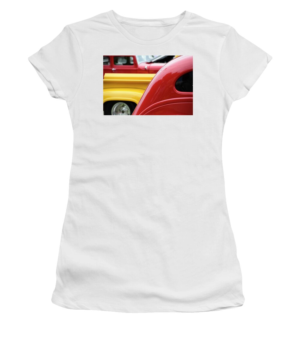Auto Women's T-Shirt featuring the photograph Car Show Lines by Paul Freidlund
