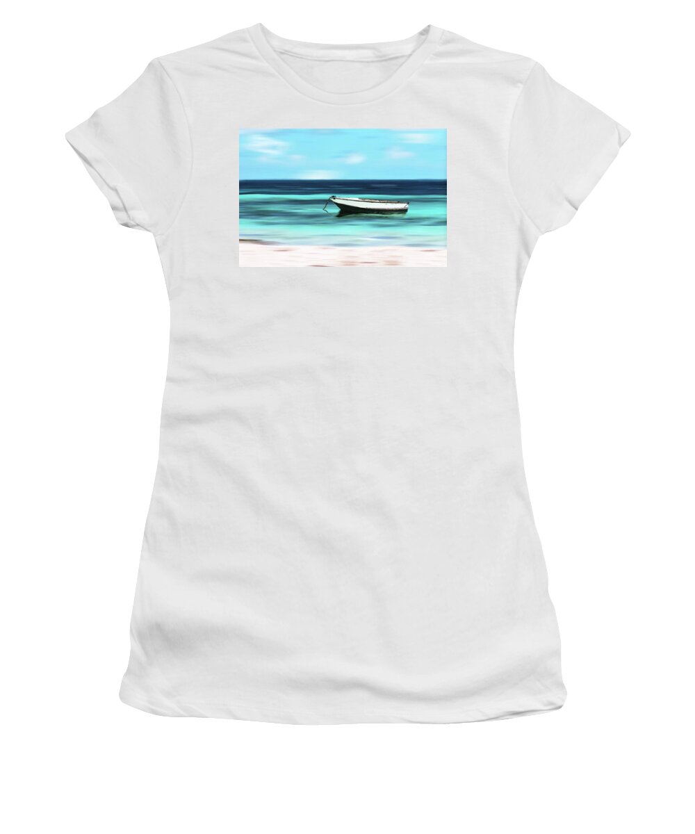 Beach Women's T-Shirt featuring the digital art Caribbean Dream Boat by Deborah Smith