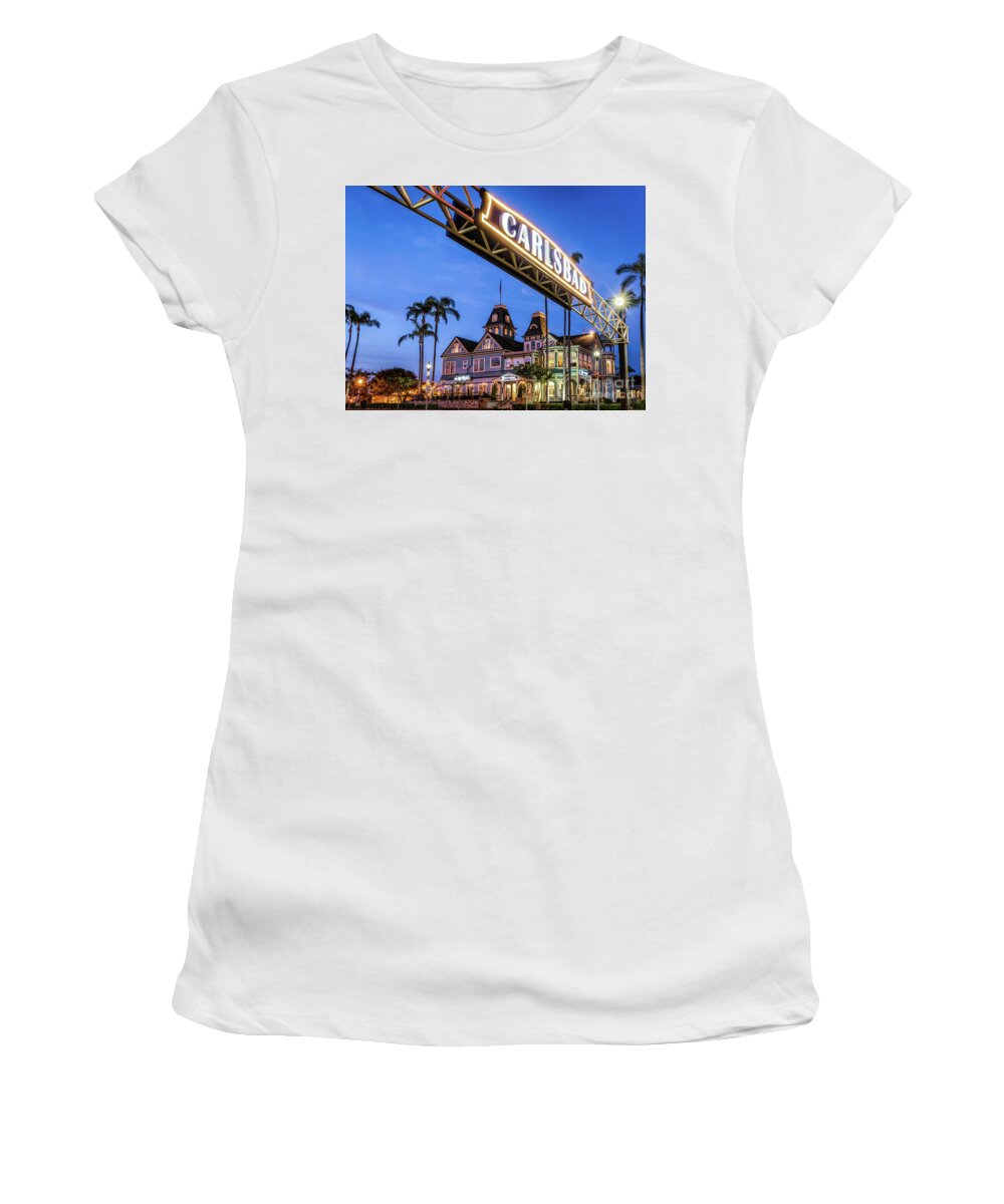 Carlsbad Women's T-Shirt featuring the photograph Carlsbad Welcome Sign by David Levin