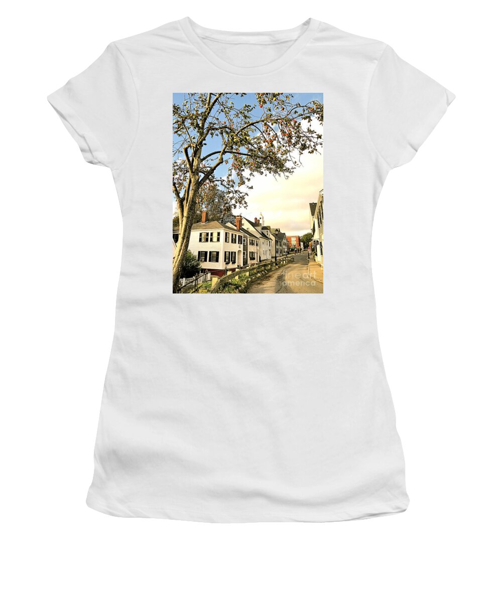 Leyden Street Women's T-Shirt featuring the photograph Carver and Leyden Street by Janice Drew
