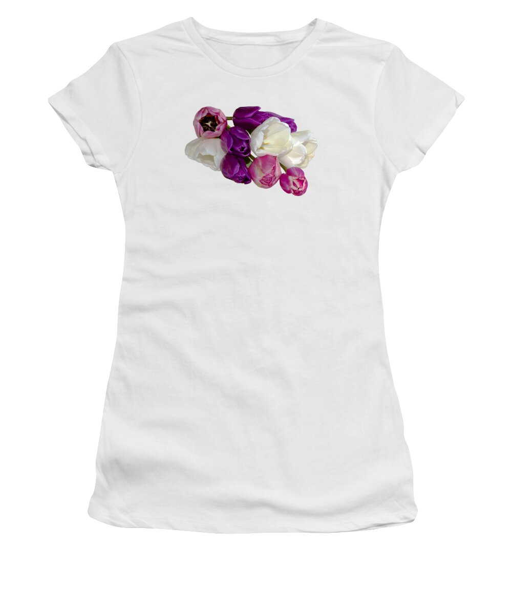 Tulips Tulip Women's T-Shirt featuring the photograph Cascading Tulips by Phyllis Denton