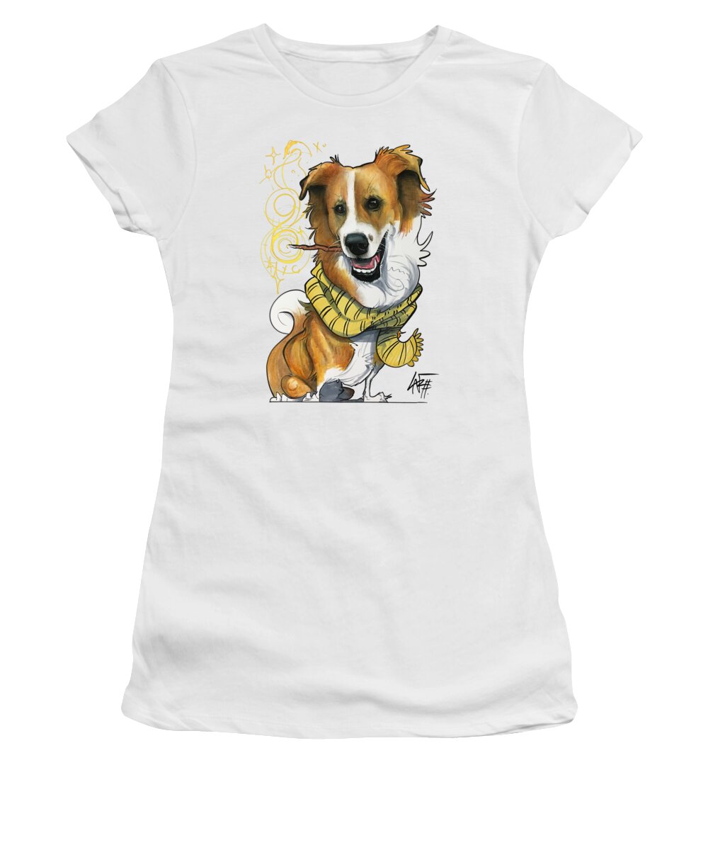 Pet Portrait Women's T-Shirt featuring the drawing Castro 3351 by Canine Caricatures By John LaFree