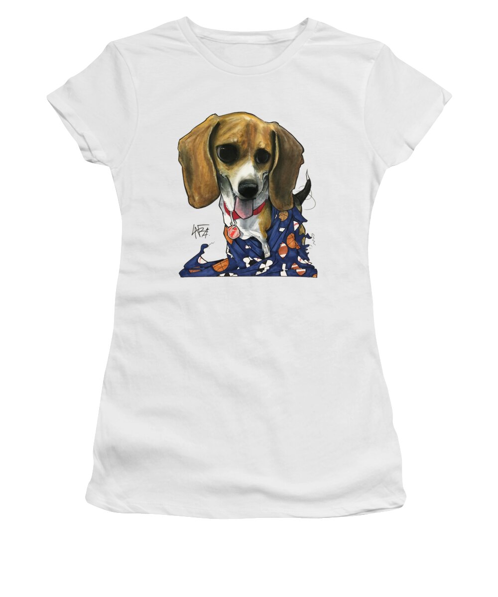Pet Portrait Women's T-Shirt featuring the drawing Catha 3239 by Canine Caricatures By John LaFree