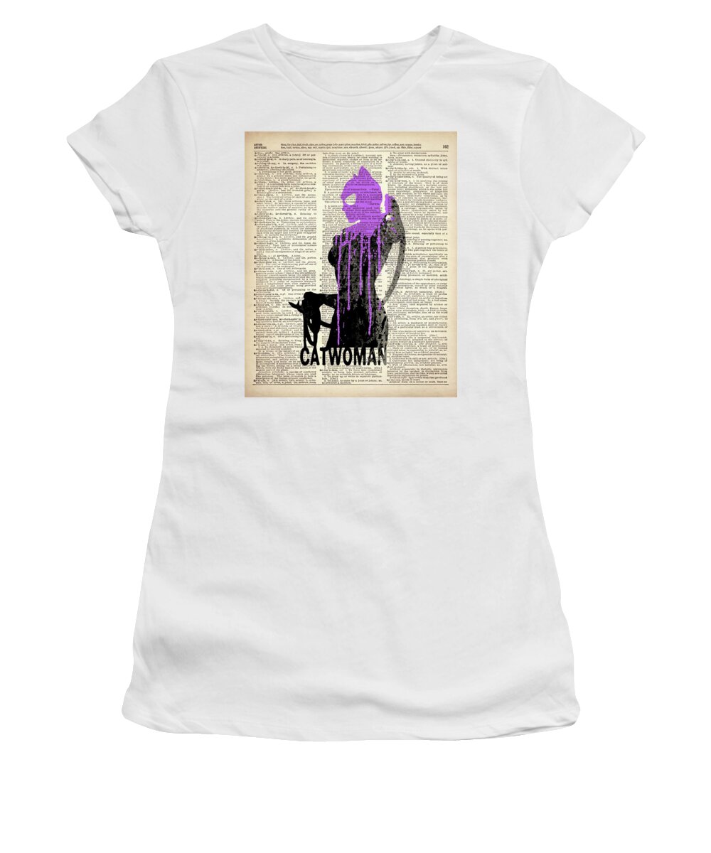 Superheroes Women's T-Shirt featuring the painting Catwoman by Art Popop