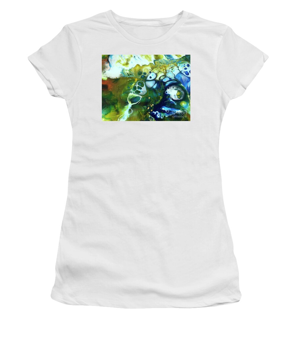 Original Resin Art Women's T-Shirt featuring the painting Cave by Maria Karlosak
