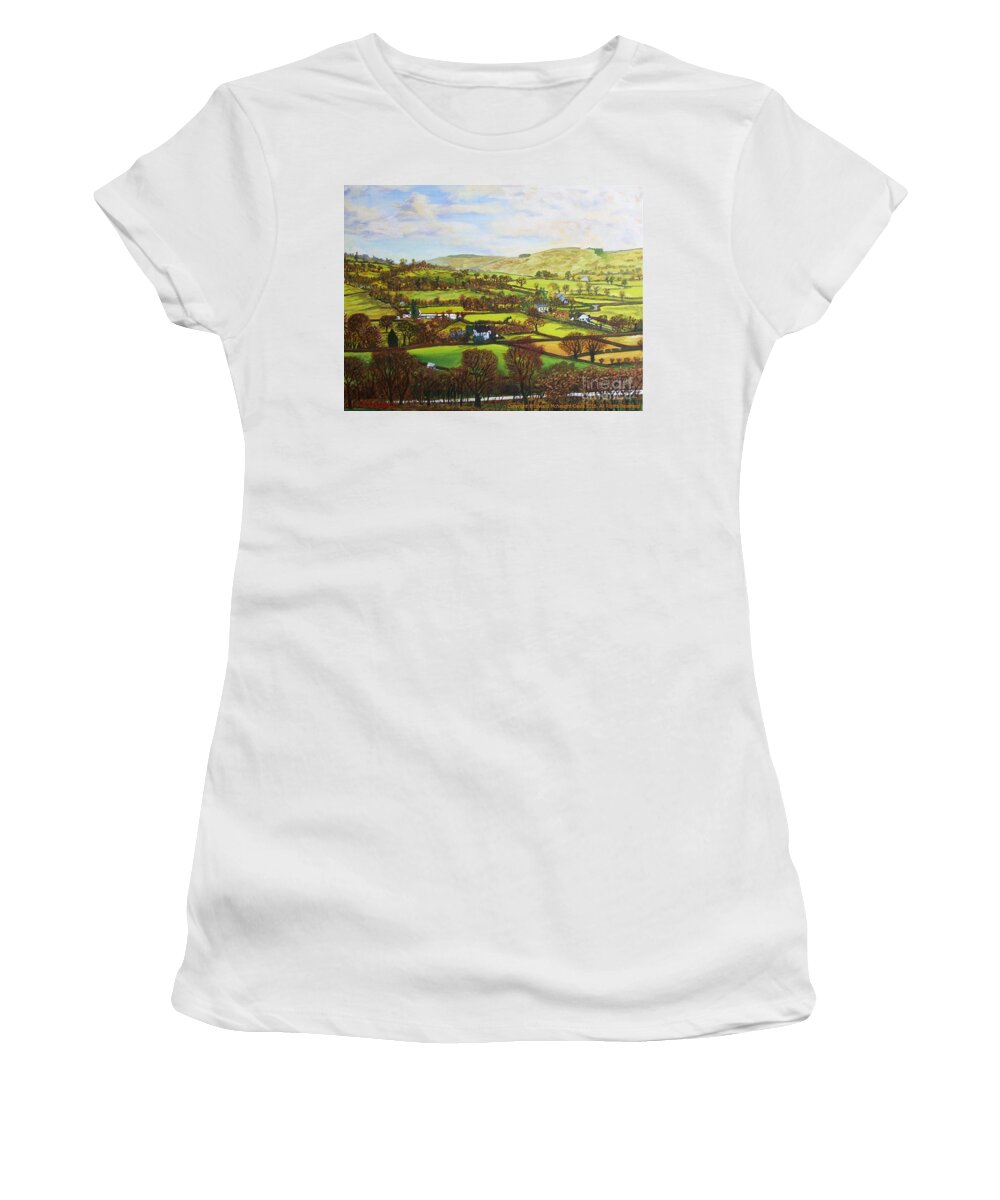 Cellan Lampeter Countryside View Painting Women's T-Shirt featuring the painting Cellan Lampeter Countryside View Painting by Edward McNaught-Davis