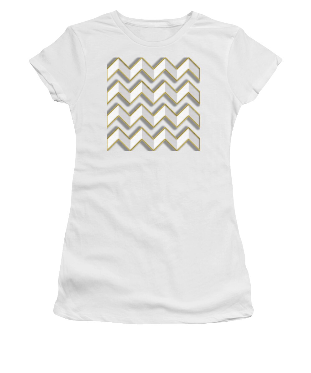 Chevrons - Gold Edges Women's T-Shirt featuring the digital art Chevrons - Gold Edges by Chuck Staley