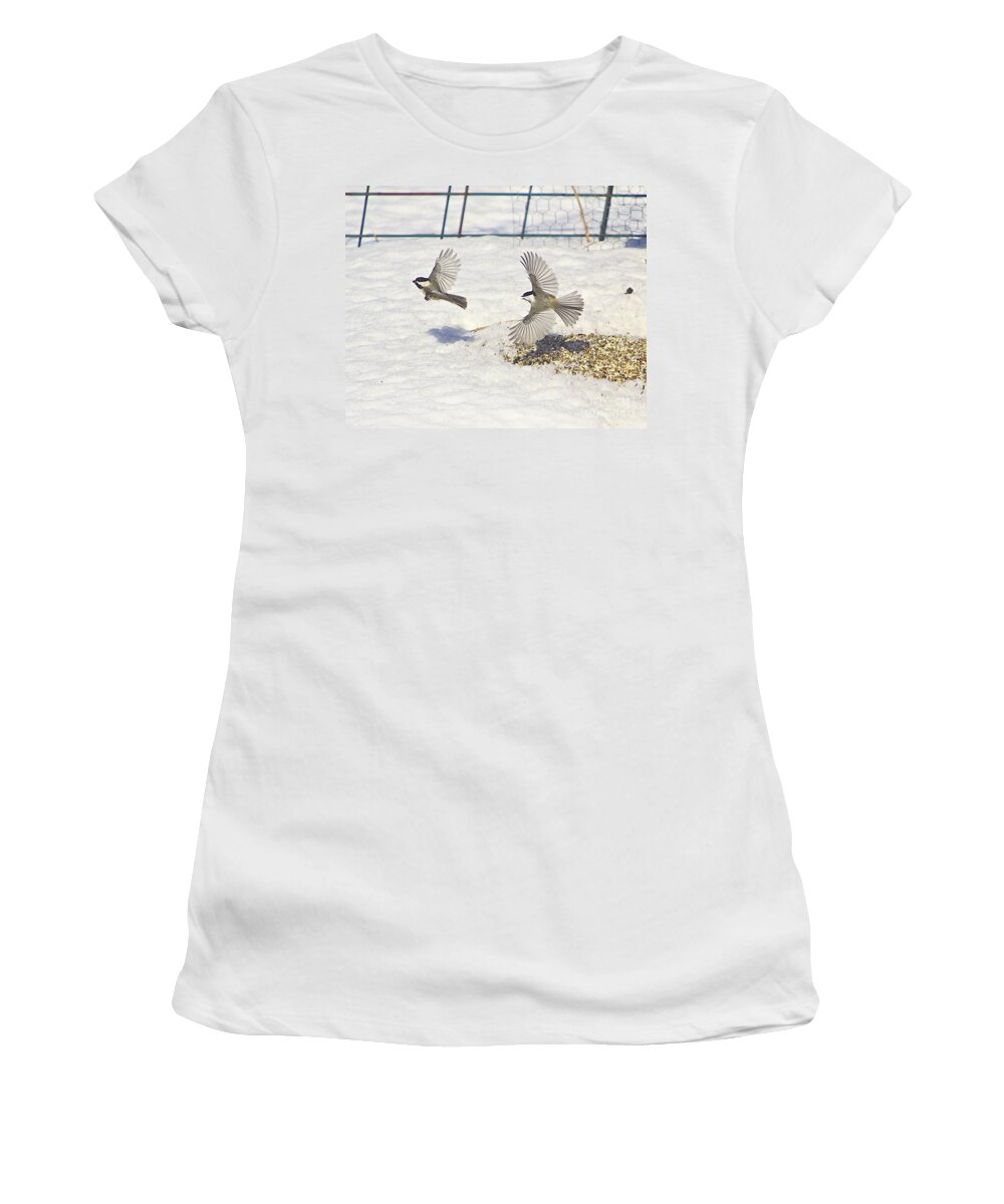 Additional Tags: Women's T-Shirt featuring the photograph Chickadee-6 by Robert Pearson