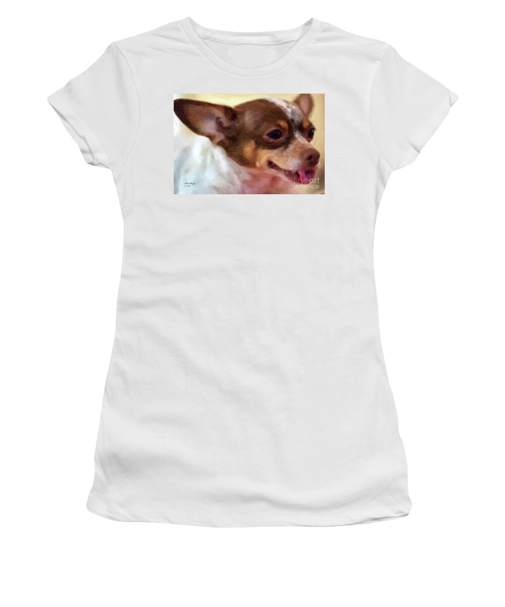 Pets Women's T-Shirt featuring the mixed media Chihuahua Oil Portrait by DB Hayes