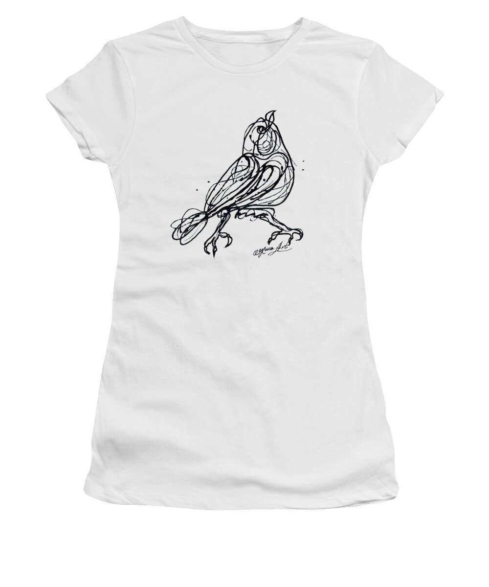 Olenaart Women's T-Shirt featuring the digital art Chin Up Little Buttercup Abstract Pollock Style on paper by OLena Art