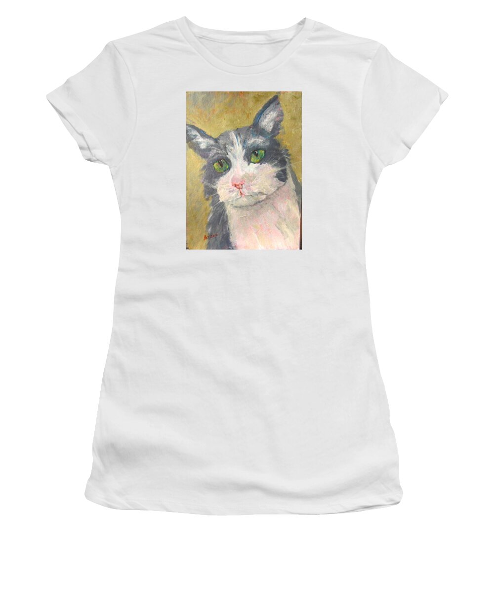 Cat Women's T-Shirt featuring the painting Chloe by Barbara O'Toole