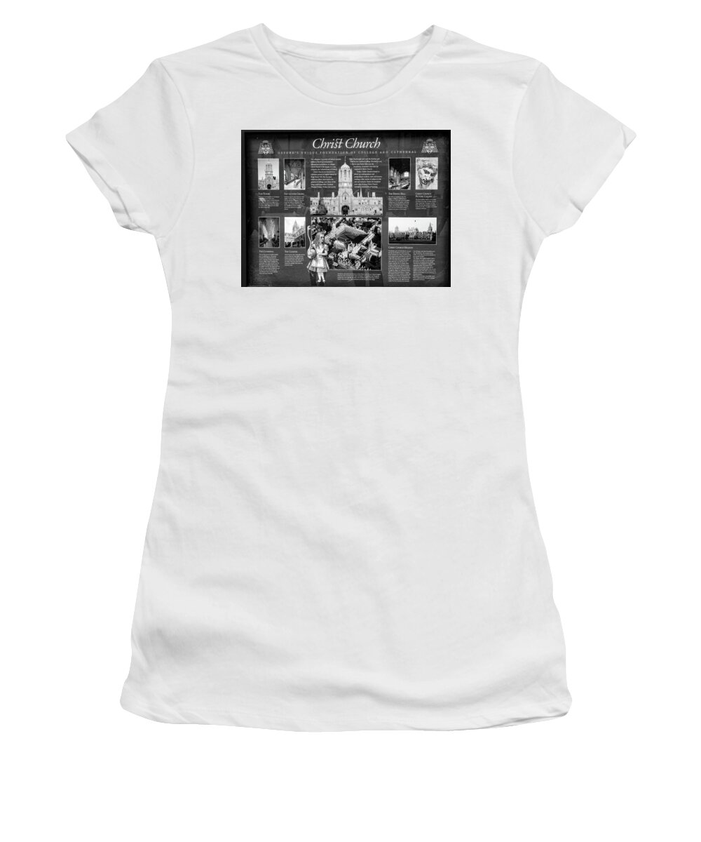 Black And White Women's T-Shirt featuring the photograph Christ Church, Oxford by Ed James