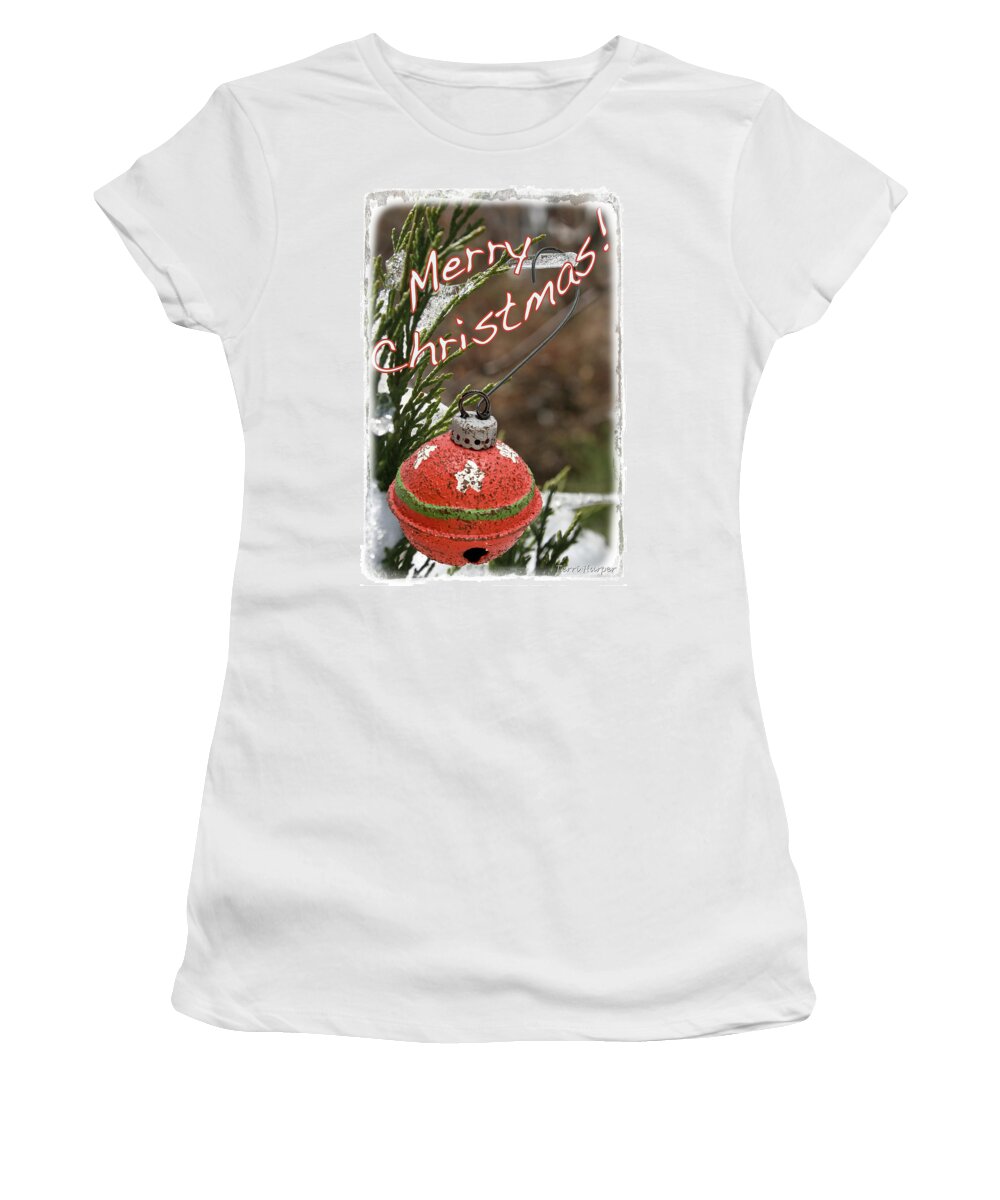 Christmas Ornament Women's T-Shirt featuring the photograph Christmas Bell Ornament by Terri Harper