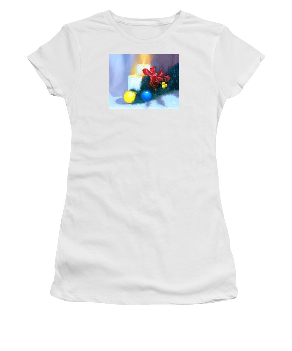 Still Life Women's T-Shirt featuring the painting Christmas Card by Jerry Walker