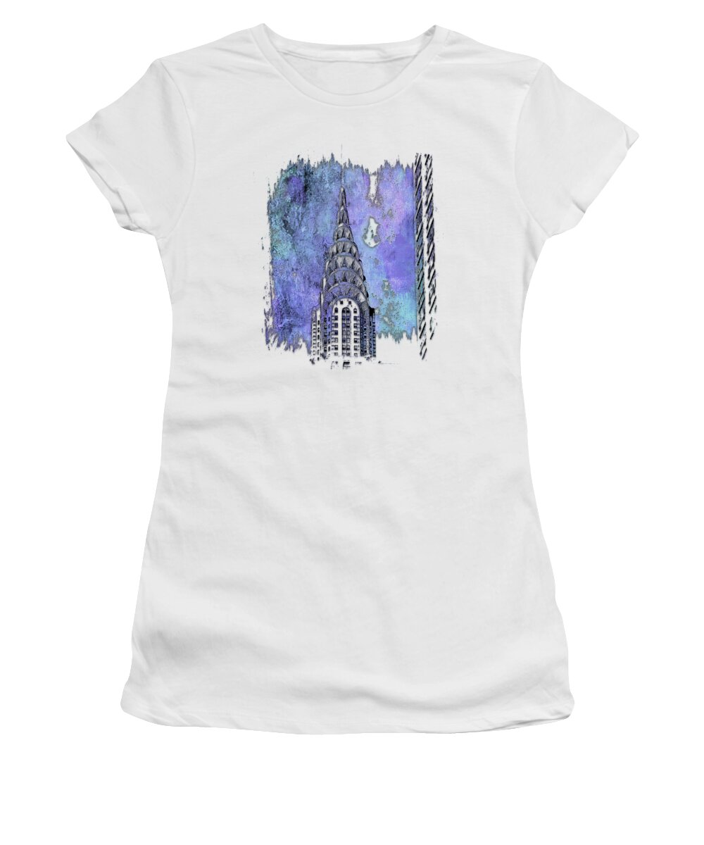 Berry Women's T-Shirt featuring the photograph Chrysler Spire Berry Blues 3 Dimensional by DiDesigns Graphics
