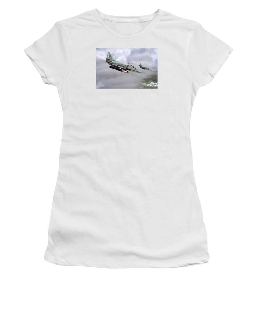 Aviation Women's T-Shirt featuring the digital art Chu Lai Skyhawks by Peter Chilelli