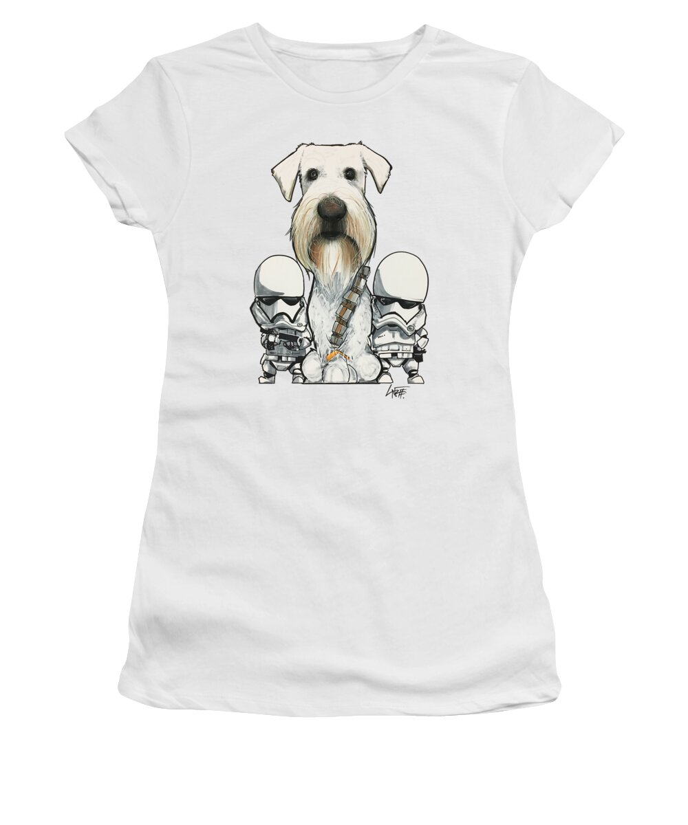 Pet Portrait Women's T-Shirt featuring the drawing 3398 by Canine Caricatures By John LaFree