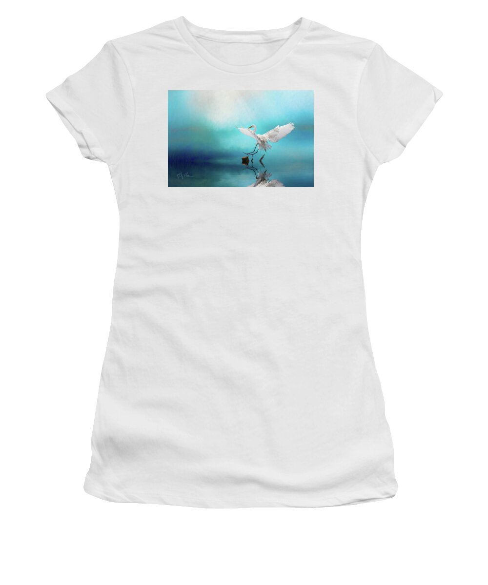 Great Egret Women's T-Shirt featuring the photograph Cleared to Land by Randall Allen