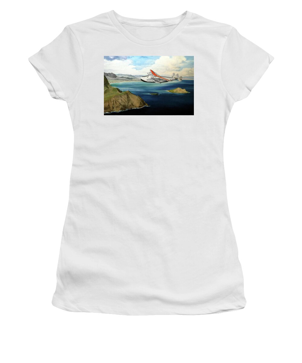 Clipper Women's T-Shirt featuring the painting Clipper at the Makapu'u Light by Marcus Stewart