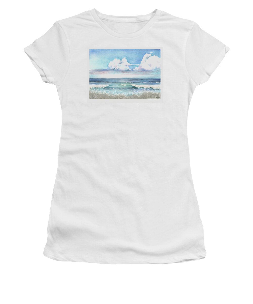 Clouds Women's T-Shirt featuring the painting Cloudburst by Hilda Wagner