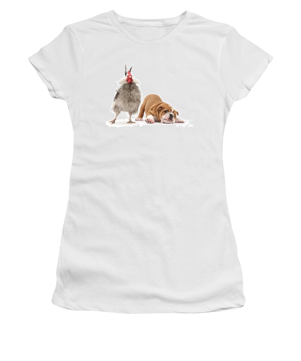 Cute Bulldog Women's T-Shirt featuring the photograph Cock n Bull by Warren Photographic