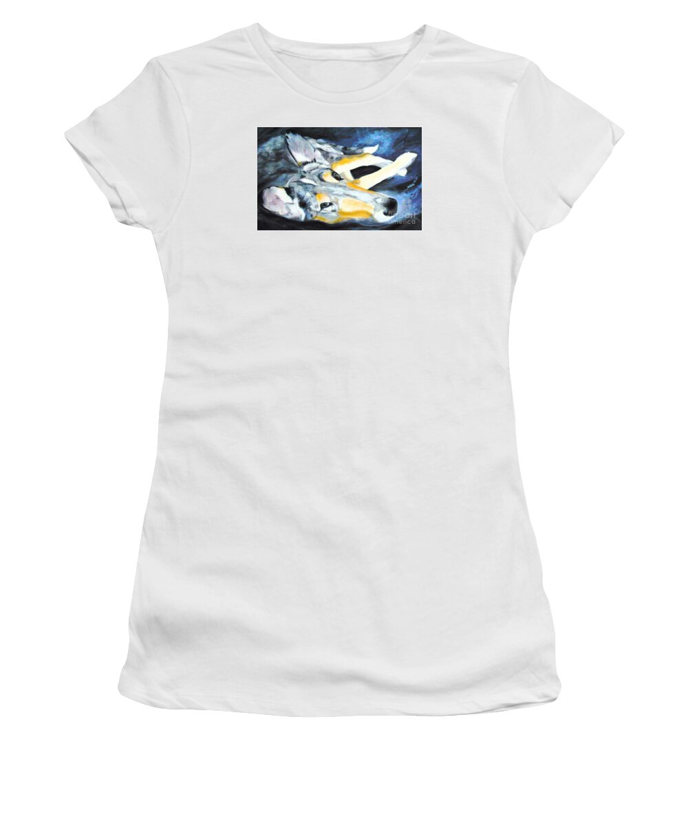 Collie Women's T-Shirt featuring the painting Collie Merle Smooth by Susan A Becker