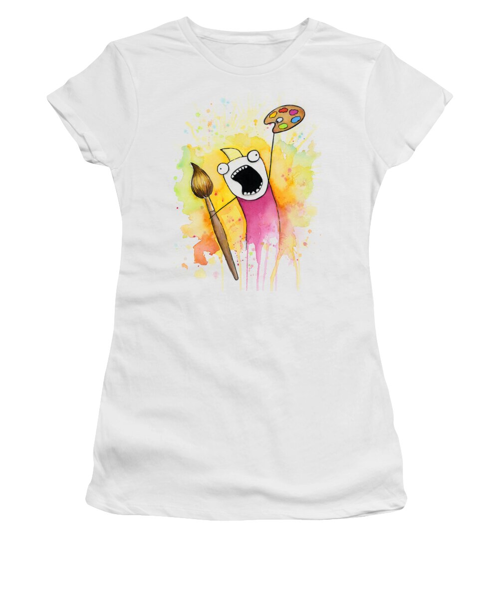 All The Things Women's T-Shirt featuring the painting Color ALL the Water by Olga Shvartsur