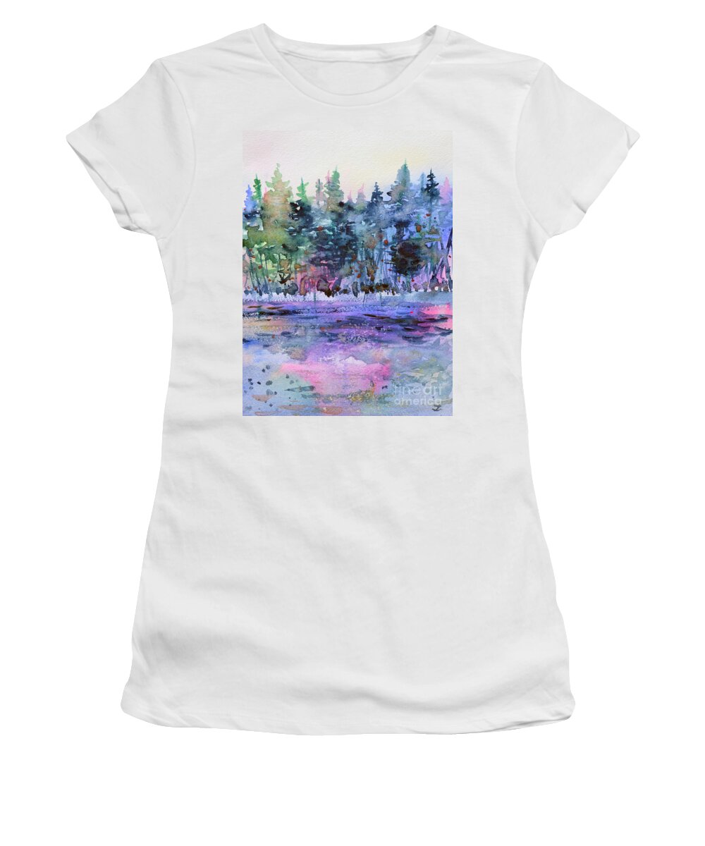 Forest Women's T-Shirt featuring the painting Colors of the Forest by Zaira Dzhaubaeva