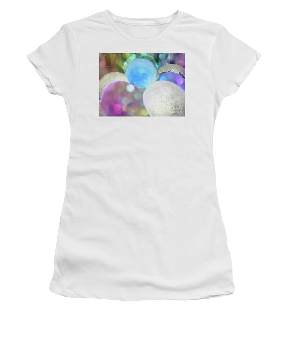Bokeh Women's T-Shirt featuring the photograph Coloured Ice Creation 1603 by Nina Silver