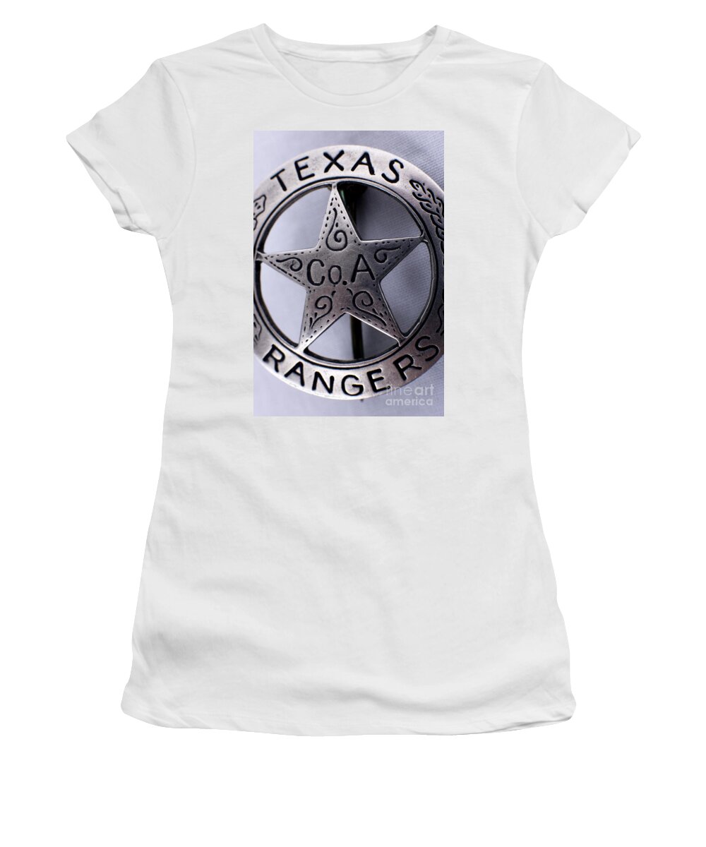 Art Women's T-Shirt featuring the photograph Company A Texas Ranger Badge 1 by Alan Look