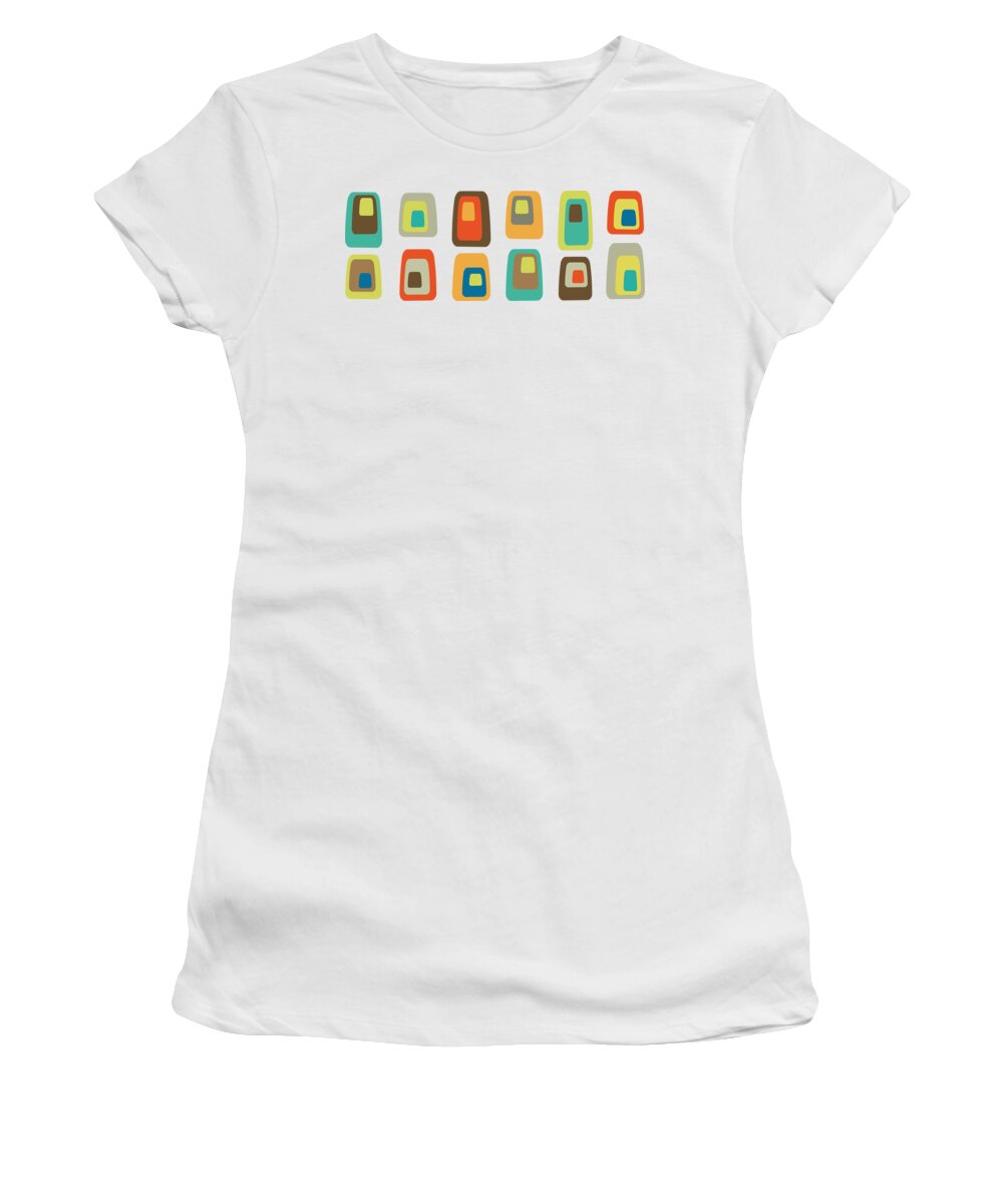 Mid Century Modern Women's T-Shirt featuring the digital art Concentric Oblongs by Donna Mibus