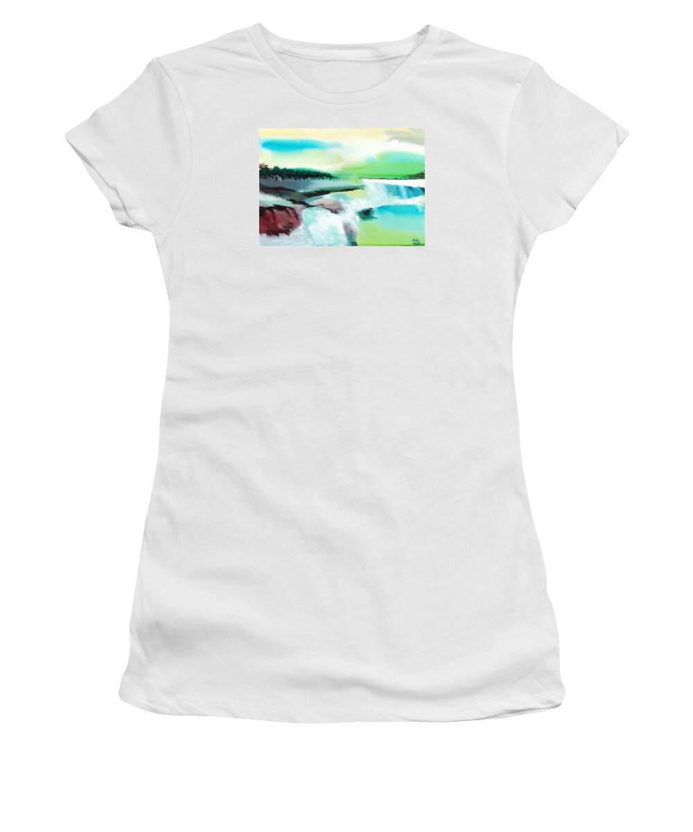 Nature Women's T-Shirt featuring the painting Constructing Reality 1 by Anil Nene